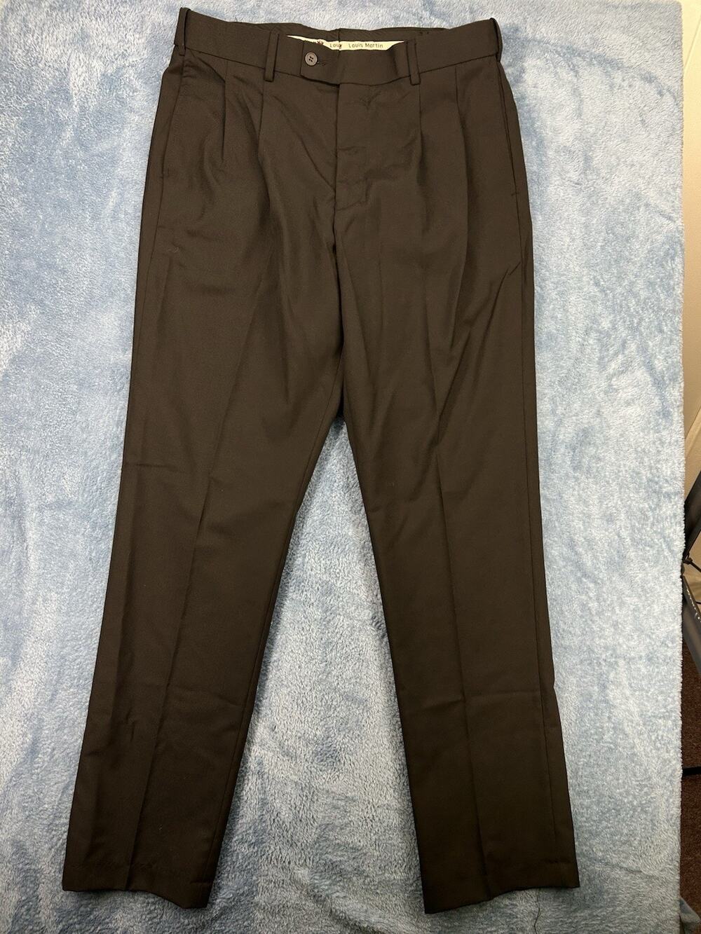 NWT Louis Martin 36x32 Wool Blend Pleated Uniform Dress Pants Black